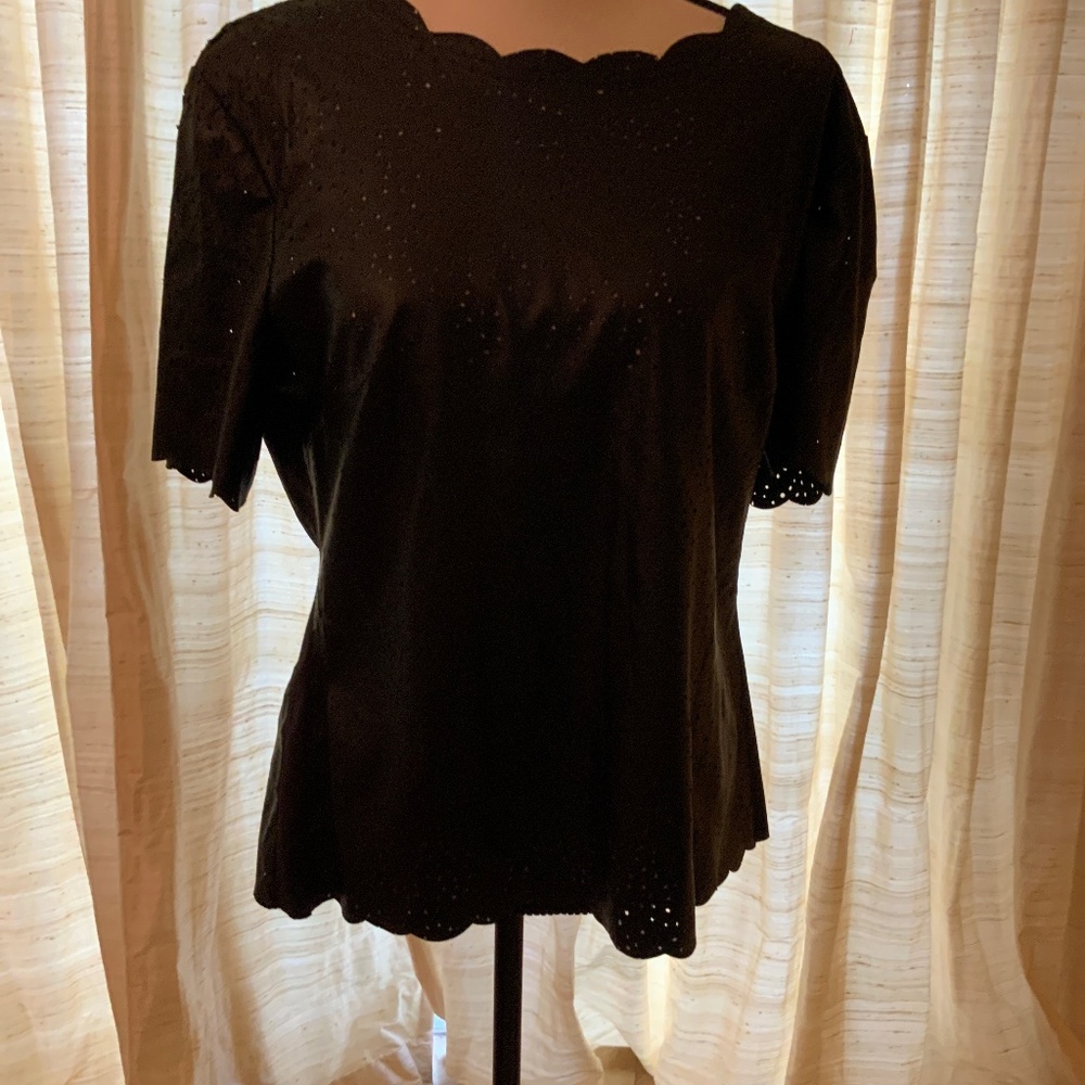 BCBG FAUX LEATHER TOP